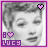 six grayscale portrait icons with pink borders, each featuring a heart symbol above the head and 'I ❤️ LUCY' text below, with heart colors changing between pink and white