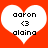 Two white heart-shaped icons on a red background, each containing pixelated text and a heart symbol.