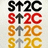 Four rows of pixelated text display 'S↑2C' with varying color schemes on a light background.