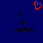 A blue background displays two identical pixel art icons side-by-side, each with a red heart symbol above the text 'I <3 Austin' in black.