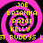 Four identical pink and black spiral patterns with yellow text reading JOE, BRIANNA, PAIGE, KELLY, and ST BUDDYS arranged in a