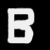 Two white capital B letters on black background, left letter sharp and solid, right letter blurred with gradient edges.