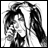 Black-and-white pixelated image of a person with long hair, split into two with text on the right