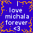 Blue background with orange pixelated border, white text repeating 'love michala forever <3' in four quadrants.