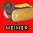 Two side-by-side pixelated images of a dog's head with text below each, one on red background and the other on yellow.