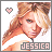 Pixelated animated buddy icon featuring a woman with blonde hair and white top, showing two frames where the heart symbol changes from pink to white.