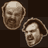 Pixelated contact sheet of four animated frames showing a bald man with beard in various expressions and angles against dark background