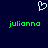 Pixelated heart symbol above green text 'julionna' on dark blue background.