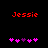 Red text 'Jessie' above two of pink and purple puzzle pieces on a black background