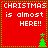 Red pixel art icon with white text "CHRISTMAS is almost HERE!!" and green dotted border, featuring two distinct Christmas tree positions across four