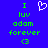 Blue background with green pixelated text and a white pixelated heart symbol, showing two identical static frames side-by-side.