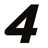 Black pixelated numeral four on white background with slight gray anti-aliasing edges.