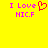 Yellow background with pink text "I Love NIC.F" and a red heart symbol on the left side, while the right side shows only the text.