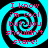Four identical spiral patterns with cyan and black swirls, each containing red text reading "I know I'm cool but you shouldn't stare!" on a black background.
