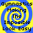 Blue background with yellow spiral pattern and black text reading "Gymnastics Making The Impossible Look Easy" in four identical quadrants.