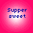 Four identical circular icons with pink gradient backgrounds display blue pixelated text reading 'Supper sweet' in two lines.