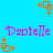 A static image with a bright cyan background featuring repeated orange square patterns and pink text reading "Danielle" in two