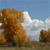 Pixelated landscape with brown and orange terrain under a light blue sky with white clouds.