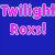 Animated collage of Twilight movie characters with text overlays on blue and dark backgrounds.