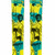 Pixelated image divided into four quadrants with distinct visual elements including skis, text, and a color-blocked background.