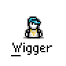A 4x4 contact sheet of pixel art frames showing a cartoon character with blue cap and gold chain, alternating between full-body view with speech bubbles and close-up shirt/necklace views.