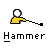 Pixelated icon shows a yellow figure with white head and black outline holding a hammer, below which is the word 'Hammer' in pixel font.