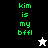 Green pixelated text 'kim is my bffl' on black and white backgrounds with a small star icon, transitioning between two color schemes.