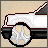 A 4x4 contact sheet of a pixel art animated icon showing sequential frames of a character standing next to a white van with visible tire and body details.