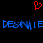 Red pixelated heart symbol above blue text reading 'DES+MATE DES+MATE' on black background.
