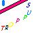 Pixelated icon with diagonal pink line, blue vertical bar, green leaf, purple heart, and scattered colored shapes on light background.