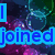 Pixelated image with four quadrants: top-left shows 'I joined' text over bubbles, top-right has 'the...' in yellow on a spiral background, bottom-left displays 'B.F.F club' over paw prints.