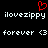 Red pixelated heart symbol above white text 'ilovezippy' repeated twice, with 'forever <3 forever <3' below on black background.