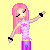 Pixel art of a character with pink hair in two states: one with smooth hair and one with spiky hair, next to pink text reading 'Bad hair day?' on a yellow background.