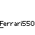 Pixelated gray Ferrari 550 with red taillights and blue driver, displayed in multiple side views with text repeating 'Ferrari550' below each view.