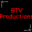 Red text 'BTV Production' repeated across black background with white and gray star-shaped cursor icons in pixelated style.