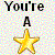 Pixelated text reads 'You're A' above a yellow star on a pastel checkered background.