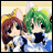 A 48x48 pixel buddy icon featuring two anime-style characters with animal ears on the left and stylized text on a black background on the right, displayed as a contact sheet.