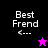 Four display 'Best Frend' text with a left arrow and star symbol, showing color variations between black/purple/magenta backgrounds
