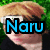 A pixelated image of a person with light brown hair wearing a silver headband, with the text 'Naru' in blue and black overlaying the left side.