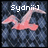 Pixelated image of a pink flamingo against dark blue background with white text 'Sydni:' at top.