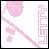 A 49x49 pixel animated contact sheet showing seven frames of a pink cartoon character with a flower-like head, holding a long stem with small flowers, and the word "LETTY" in vertical pink text on the right side.