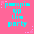 A static image with a bright pink background displays the phrase "pumpin up the party" in light blue pixelated text arranged in a , with small pink stars and dotted lines scattered around the text