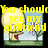 Pixelated cartoon character with yellow hair and red mouth points at pink flower while displaying yellow text.