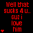 Red pixelated text on black background with animated heart symbols appearing and disappearing in