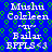 Blue background with green circular patterns, white text reading 'Mushu Colleen', 'Bailar', and 'BPFLS<3' in pixelated font.