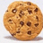 A pixelated chocolate chip cookie image with cyan text on a green background reading 'Friends... are the BIG cookie of life' and 'chocolate chips on the'.