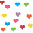 Pixelated heart icons in multiple colors arranged above text reading 'BFFs' and 'Grace + Hannah + Paige I Luv U Guys!' on a white background.