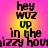 Pixelated text on a pink and yellow gradient background with repeated phrases.