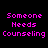 Four display 'Someone Needs Counseling' text in pink pixelated font over green circular backgrounds with varying brightness levels