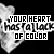 identical heart-shaped icons with text 'YOUR HEART has a lack OF COLOR' on black background, some frames show color variations in the word 'COLOR'